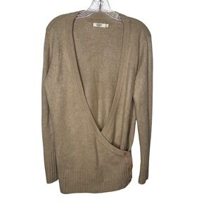 UGG‎ Women Tan Knit Wrap Cardigan Sweater Button Detail Size S